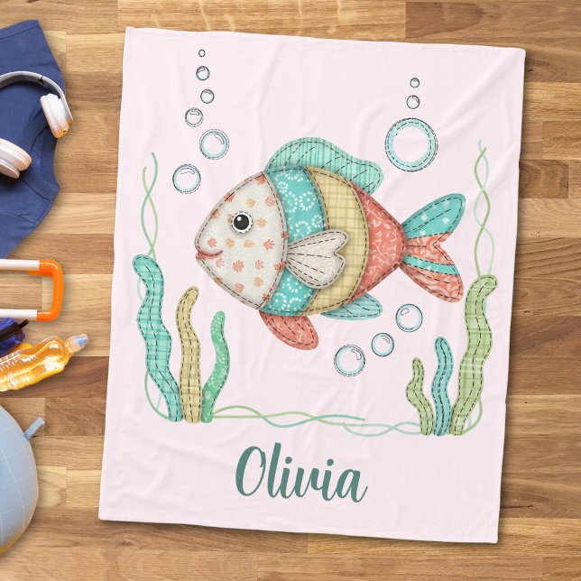 Entzückender Patchwork-Fisch Fleecedecke (Von Creator hochgeladen)