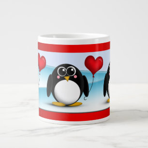 Entzückender Penguin-Herz-Ballon - Tasse des