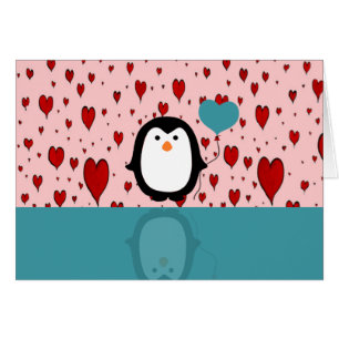 Entzückender Pinguin mit Herz-Ballon