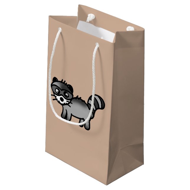 entzückender Raccoontier-Cartoon Kleine Geschenktüte (Rückseite Schrägansicht)
