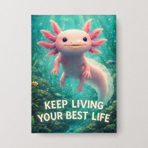 Entzückender Rosa Axolotl mit motivierendem "Beste Button