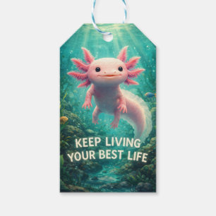 Entzückender Rosa Axolotl mit motivierendem "Beste Geschenkanhänger