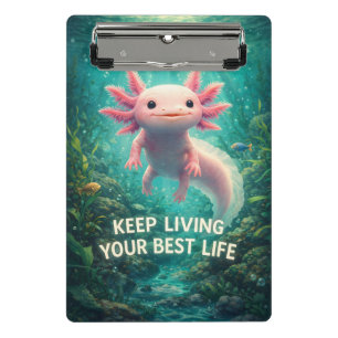 Entzückender Rosa Axolotl mit motivierendem "Beste Mini Klemmbrett