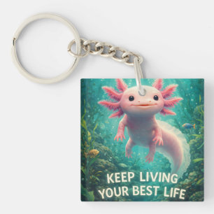 Entzückender Rosa Axolotl mit motivierendem "Beste Schlüsselanhänger