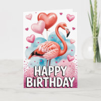 Entzückender Rosa Flamingo mit Herzballons