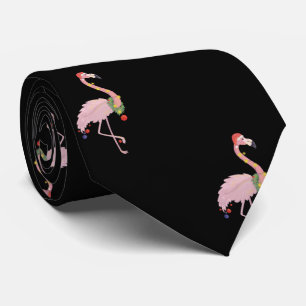 Entzückender rosa Flamingo mit Santa-Hut, Schwarz Krawatte