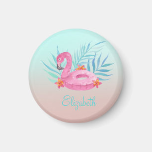 Entzückender Rosa Flamingo Palmwedel  Magnet