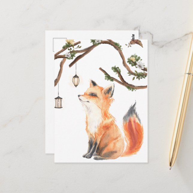 Entzückender Rotfuchs Postkarte (Vorderseite/Rückseite Beispiel)