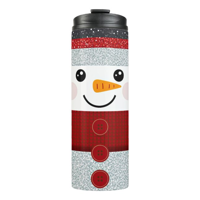 Entzückender Schneemann Thermosbecher (Vorderseite)