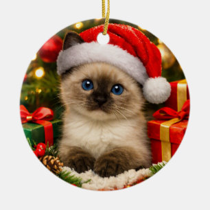 Entzückender siamesischer Weihnachtsbaumschmuck in Keramik Ornament