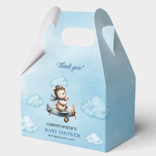 Entzückender Teddybär-Aviator Blau Braun Jungen Du Geschenkschachtel