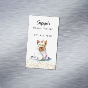 Entzückender Verwöhnter Hündchen Hunde Spa Magnetische Visitenkarte