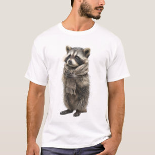 Entzückender Waschbär mit gestricktem Schal T-Shirt