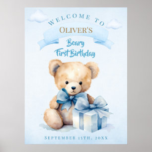 Entzückender Wasserfarben-Teddybär Beary zum erste Poster