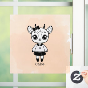 Entzückendes Antilopen Mädchen - Süßes Doodle Desi Fensteraufkleber