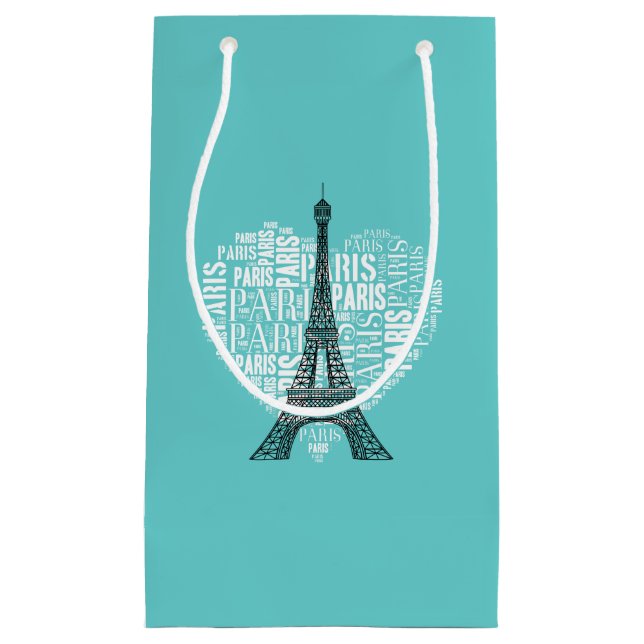 Entzückendes Aqua Eiffel-Turm-Liebe-Paris | Kleine Geschenktüte (Vorderseite)