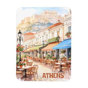 Entzückendes Athen Griechenland Straße Aquarell Magnet