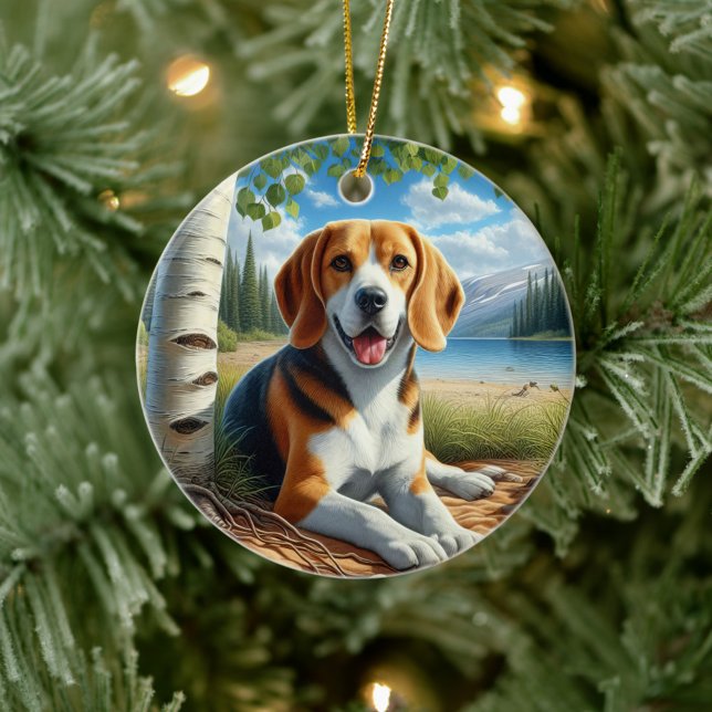 Entzückendes Beagle-Andenken Keramik Ornament (Von Creator hochgeladen)