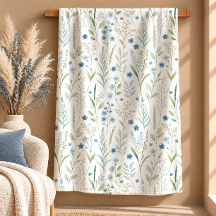 Entzückendes Blau Dusty Grün Florales Deckendesign Sherpadecke
