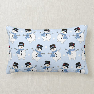 Entzückendes blaues Schneemann-Kissen Lendenkissen