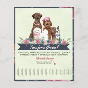 Entzückendes Blumen- und Grün-Hund-Grooming-Tear-S Flyer