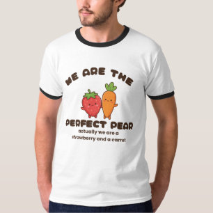 Entzückendes Erdbeer- und Karotten-Charakterdesign T-Shirt