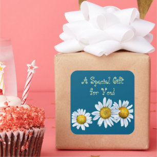 Entzückendes Gänseblümchen-Geschenk-Sticker Quadratischer Aufkleber