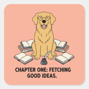 Entzückendes Golden Retriever Akademisches Journal Quadratischer Aufkleber