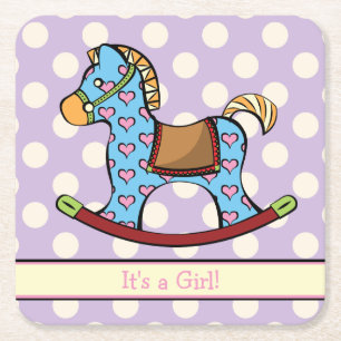 Entzückendes Herzen Schaukelpferd Papier Untersetz Rechteckiger Pappuntersetzer