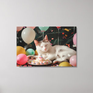 Entzückendes Katzen-Geburtstagsfeier-Design Leinwanddruck
