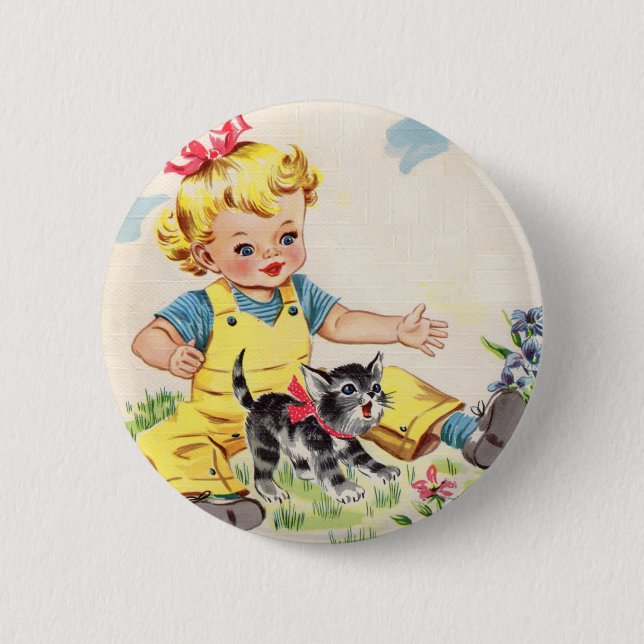 entzückendes kleines Mädchen mit entzückendem Button (Vorderseite)