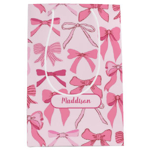 Entzückendes Mädchenhaftes Rosa Schleifen-Knoten-M Mittlere Geschenktüte