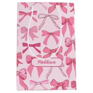 Entzückendes Mädchenhaftes Rosa Schleifen-Knoten-M Mittlere Geschenktüte