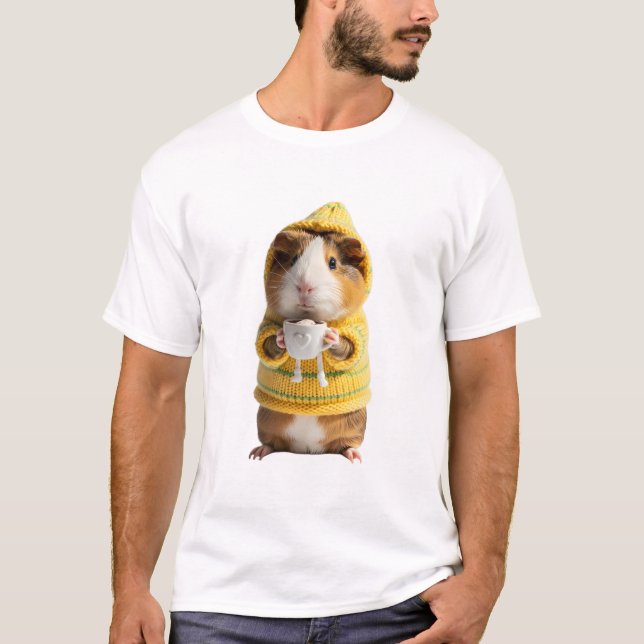 Entzückendes Meerschweinchen im gelben Pullover (Vorderseite)
