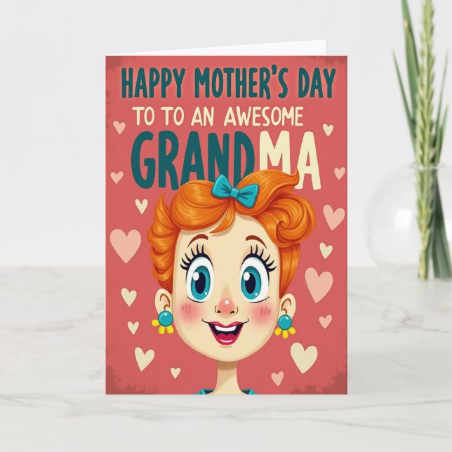 Entzückendes Mutter Cartoon Design Karte (Vorderseite)