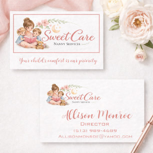 Entzückendes Nanny-Service-Logo-Design Visitenkarte