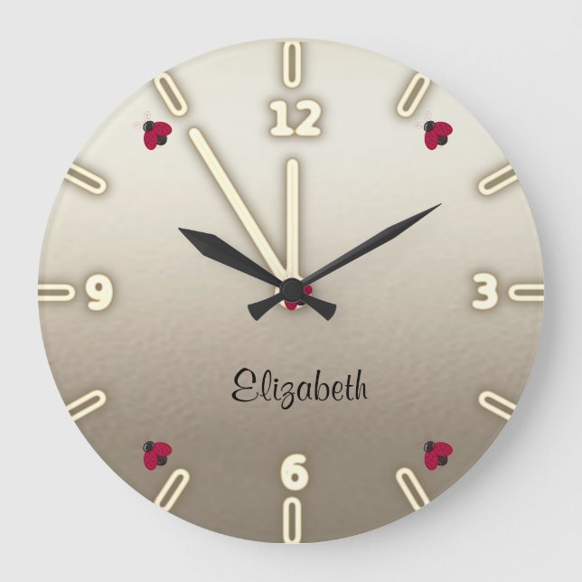 Entzückendes niedliches, Marienkäfer, Große Wanduhr (Vorderseite)