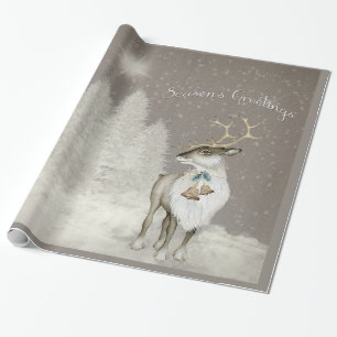Entzückendes rustikales Ren im Winter Geschenkpapier