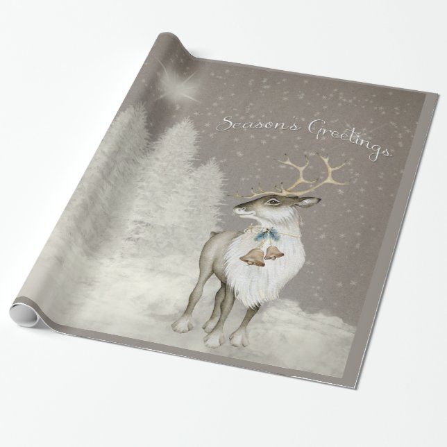 Entzückendes rustikales Ren im Winter Geschenkpapier (Ungerollt)