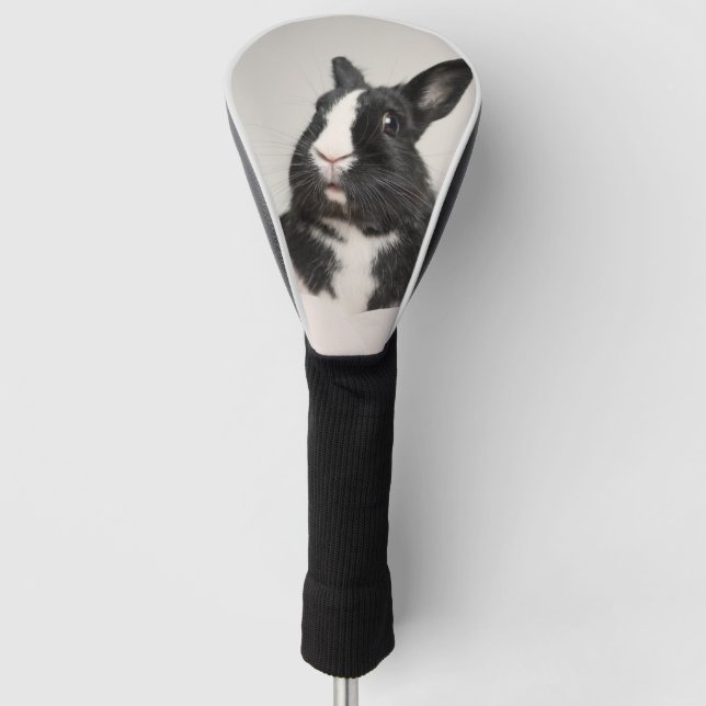 Entzückendes Schwarzweiss-Häschen Golf Headcover (Vorderseite)