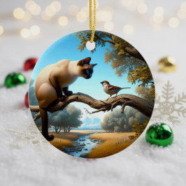 Entzückendes Siamese-Katzen-Andenken Keramik Ornament