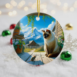 Entzückendes Siamese-Katzen-Andenken Keramik Ornament