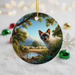 Entzückendes Siamese-Katzengeschenk Keramik Ornament