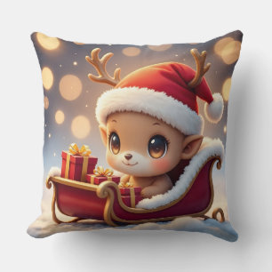 "Entzückendes Weihnachts-Rentier-Schlitten-Kissen- Kissen