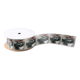 Entzückendes Weihnachtskätzchen-Satin-Band Satinband