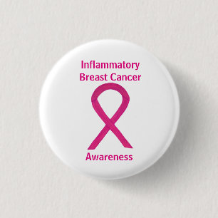 Entzündlicher Brustkrebs Hot Pink Ribbon Button