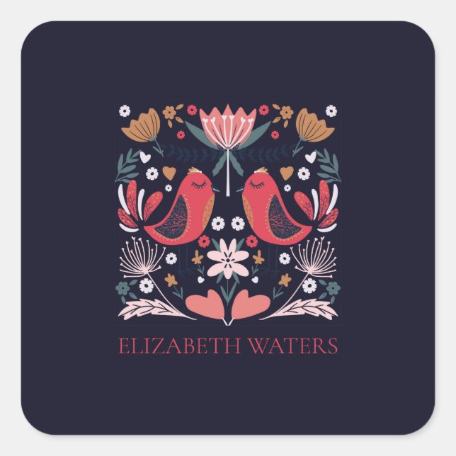 ENVELOPE SEAL STICKER : BOHO BIRDS (Devant)