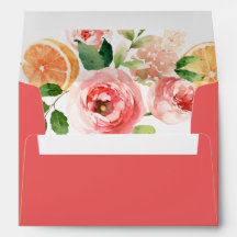 Enveloppe aquarelle Citron et Fleurs