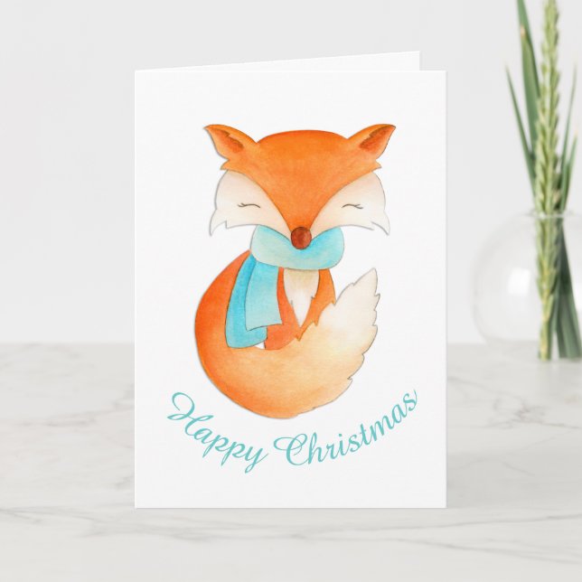 Enveloppé bébé renard whimsical art carte Noël (Devant)