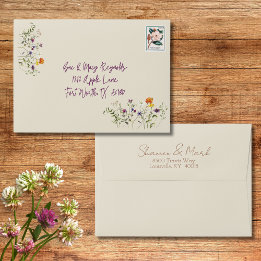 Enveloppe d'adresse de retour de mariage au jardin